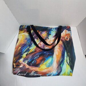 Abstract Art Print Tote Bag 16x16 Shoulder Straps Lined Inside Pocket